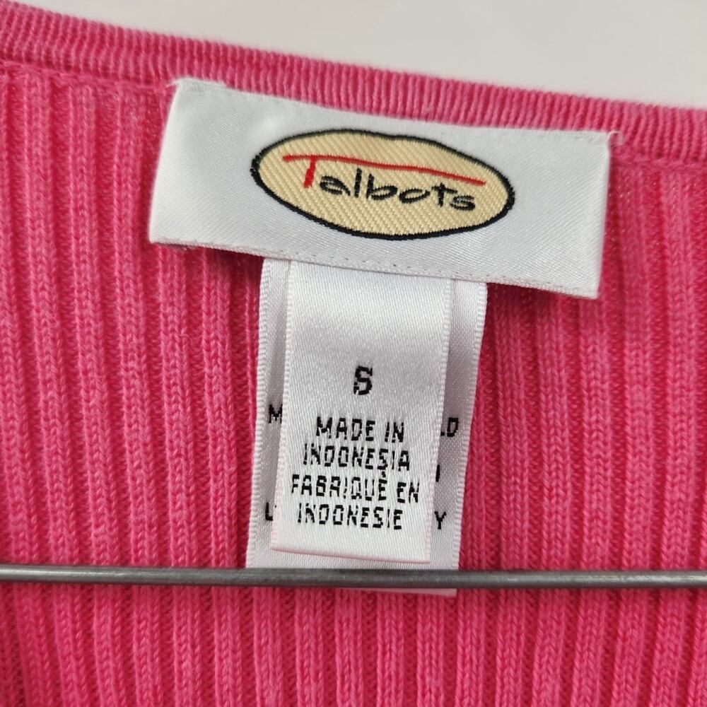 Talbots Pink Ribbed Short Sleeve Top Womens Size Small S Cotton - Picture 3 of 4